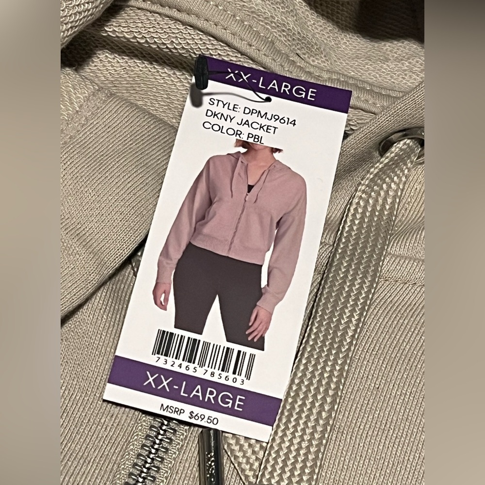 🆕 DKNY Women's Terry Zip Front Jacket in the color Pebble Size:XXL - Picture 6 of 14